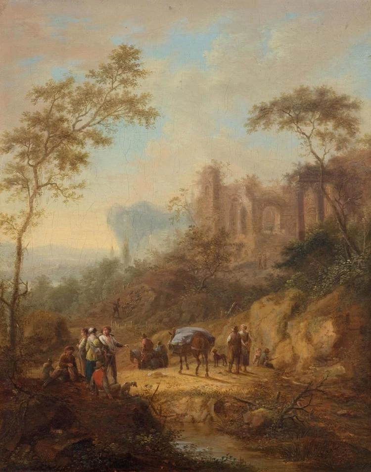 Johann Christian Vollerdt - Paesaggio con viandanti a riposo